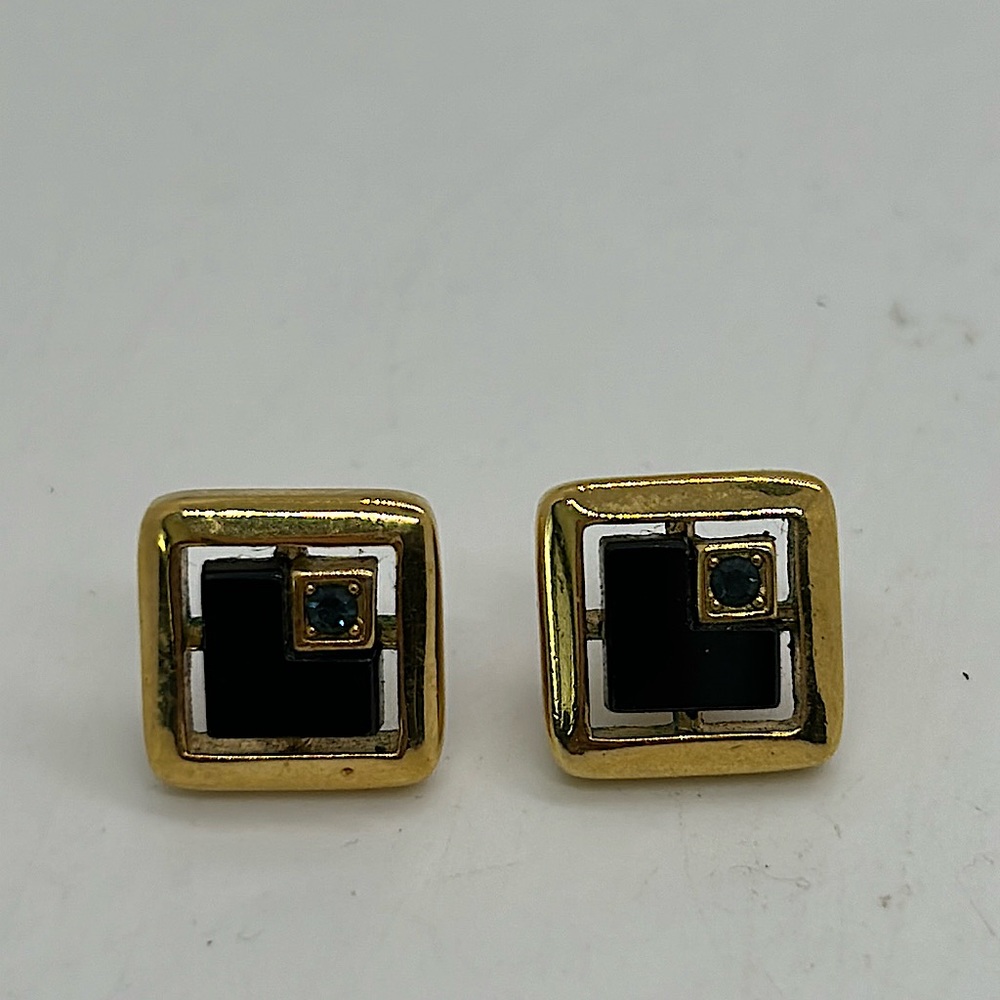 Givenchy Vintage Dark Blue Stones Earrings 🌺🌺 - Picture 2 of 4